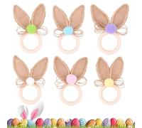 Easter Napkin Rings - Wood + Burlap | Easter Bunny Ear Napkin Rings Bohemian Style | Spring Birthday Wedding Party Banquet Table Decoration for Holiday Dining