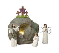 Easter Nativity Set - Christian Resurrection Statue Decor for Spring Mantle Display | Resin Empty Tomb Scene Ornament, Religious Figurine Decoration for Church Office Shelf Table Faith Celebration
