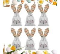Easter Party Bags, 7.09x5.12 Inches Reusable Pouches With Drawstring,Bunny Ears Easter Snack Bags - For Classroom School Home Party Gathering Chocolate Toys Jelly Lollipops