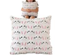 Easter Pillow Covers 18x18-Soft Plush Bunny Cushion Case For Spring Decor, Cute Easter Bunny Throw Pillowcase For Sofa & Couch, 45x45cm Decorative Holiday Pillow Cover For Living Room & Nursery