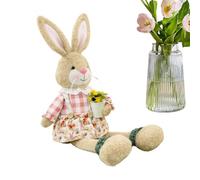 Easter Plush Bunny Ornament | Plush, PP Cotton, Checkered Pattern | Long Legs, Male Or Female Style | Spring Home Decor For Easter, Birthday Gift