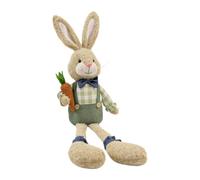 Easter Plush Bunny Ornament | Plush, PP Cotton, Checkered Pattern | Long Legs, Male Or Female Style | Spring Home Decor For Easter, Birthday Gift
