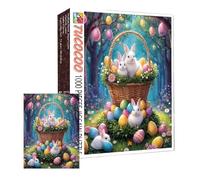 Easter Puzzle 1000 Pieces - Colorful Jigsaw Challenging Game, Bunny Puzzlee, Large 27.5x19.7 Inch Easter Puzzle for Adults, Fun Family Activity Home Decor Farmhouse Wall Art Entertainment
