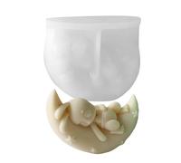 Easter Rabbit Candle Mold, 3D Bunny Sculpture 4.61x3.74 Inches Casting Tool with Thick Build, Flexible Silicone Resin, Moon Ornament with Artistic Style, Candle Making for Home Decoration