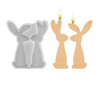 Easter Rabbit Candle Mold - Bunny Couple Craft Tool, Spring Plaster Soap Shaping Form, Festive DIY Decoration Supply, Holiday Party Ornament Creator, Home Farmhouse Gift Making Usage