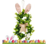 Easter Rabbit Wreath Decor, Artificial Farmhouse Garland Accent, Full Size Door Hanging Design, Spring Floral Bunny Detalle Arrangement Seasonal Home Decor Característica, Front Door Wall Porch