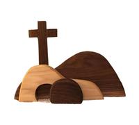 Easter Resurrection Scene Set - Wooden Tiered Tray Display Kit, Handcrafted Jesus Biblical Table Decor Arrangement, Religious Christian Church Home Catholic Faith Ornament Centerpiece Showcase