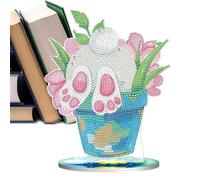 Easter Rhinestone Art, Easter Bunny Decor, Rhinestone Desktop Decoration, Spring Holiday Decor, Gem Painting Craft, Easter Bunny Gem Art, Spring Indoor Decor, Bedroom Rhinestone Decor, Holiday Scene P