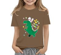 Easter Shirts for Toddler Boy Short Sleeve Tractor Bunny Tshirt for Kids Cotton Tee Tops 2 13 Years T Shirt Rainbow Niñas, marrón, 3-4 años