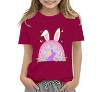 Easter Shirts for Toddler Boy Short Sleeve Tractor Bunny Tshirt for Kids Cotton Tee Tops 2 13 Years Black Weste Damen, Vino, 12-13 años