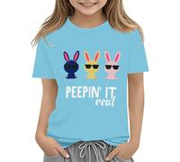 Easter Shirts for Toddler Boy Short Sleeve Tractor Bunny Tshirt for Kids Cotton Tee Tops 2 13 Years Glitzer Shirt Mädchen Blau, azul celeste, 2-3 años