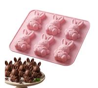 Easter Silicone Chocolate Molds, 6-Cavity 3D Cute Bunny Silicone Mold, Easy Release Easter Candy Molds for Family Friends