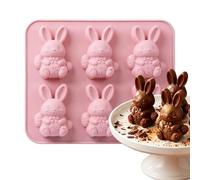 Easter Silicone Mold, 7,87 x 4,72 pulgadas resina Casting with 6 Cavity, flexible epoxi Crafting Tray, Rabbit Shape Maker with Detailed Style, Baking Accessory for Candy and Cake