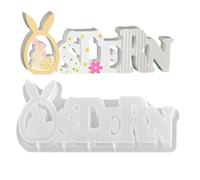 Easter Silicone Molds - Rabbit Letter Crafting Mould, 7.48x2.68x0.85 inches Flexible Non Stick Resin, Plaster Ornament Mold, DIY Holiday Decorations, Home Accents for Family Friends Kids Parties