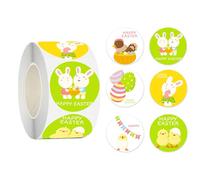 Easter Stickers Roll, Adhesive Label Party Supplies, 1inch Bright Holiday Cartoon Round Stickers, for Scrapbook, Envelopes, and Letter Decoration, Perfect for Easter Celebrations