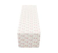 Easter Table Runner - Plush 3D Red Bunny Design | Romantic Soft Spring Cloth | Decorative Festive Dining Placemat, Holiday Home Kitchen Party Decor, Wedding Valentines Day