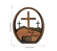 Easter Tomb Decor - 5.5 Inch Wooden Empty Tomb Display Ornament, Elegant Tabletop Resurrection Scene Crossing Sign For Home Studio & Desktop, Religious Christian Shelf Decoration Gift