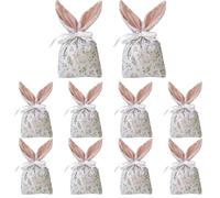 Easter Treat Bags - Bunny Ear Candy Holders, 10 Pieces with Drawstring Closure, Colorful Goody Bags with Fun Design, Party Favor Bag for Holiday Birthday Wedding Family Gathering Celebration