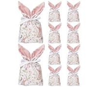 Easter Treat Bags - Bunny Ear Candy Holders, 10 Pieces with Drawstring Closure, Colorful Goody Bags with Fun Design, Party Favor Bag for Holiday Birthday Wedding Family Gathering Celebration