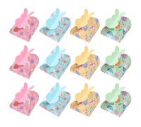 Easter Treat Boxes - 12 Piece Rabbit Lock Packaging Containers, Festive Chocolate with Secure Lid Design for Party Favors, Crafts, Food Gift, Picnics, Holiday Celebrations, and Festival Giveaways