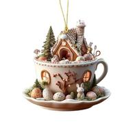 Easter Tree Ornaments, Easter Egg Bunny Decoration, Seasonal Decor Charm, Bunny House Coffee Cup Ornament, Holiday Decoration Easter Tree Charm Hangable Ornament For Door Wall Window Tree