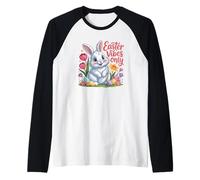 Easter Vibes Only Cute Spring Bunny Eggs - Cita Positiva Camiseta Manga Raglan