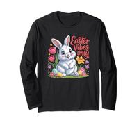 Easter Vibes Only Cute Spring Bunny Eggs - Cita Positiva Manga Larga