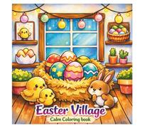Easter Village: Calm Coloring Book