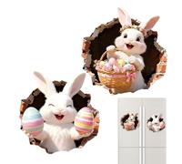 Easter Window Clings | 2 Pieces Colorful Self Adhesive Cute Cartoon, Holiday Home Bunny Stickers | for Glass Mirror Toilet Seat Tile School Shop Decor