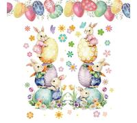 Easter Window Clings Bunny Egg Spring Decor, Stickers For Glass, Home Apartment Bedroom Living Room Office School Dorm Farmhouse Party Holiday, Seasonal Festival Display, Reusable Indoor Art