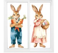 Easter Window Decals, Cute Stactic Clings, 15.35x31.5 Inches Sticker with Bunny, Reusable PVC Door Decoration, Large Decal with Holiday Style, Festive Party Supplies for Home & Stores