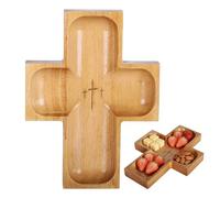 Easter Wood Cross - Large Rustic Wooden Religious Serving Dish, Cross Shaped Table Centerpiece, Decorative Food Platter for Snacks, Fruits, Desserts | Ideal for Buffet Hosting, Breakfast, Salad
