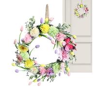 Easter Wreath - 40 cm Artificial Spring Garland, Cute Front Door Wreath with Rainbow Tulips, Festive Holiday Decoration for Home, Farmhouse, Party, Window, Wall and Indoor Outdoor Display
