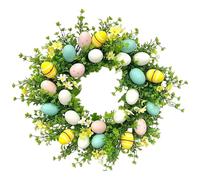 Easter Wreath - Colorful Egg Decor 20 Inch Indoor Welcome Ring for Seasonal Display | Spring Ornament Accent with Bright Painted Eggs and Greenery for Doorway Window Entryway Wall Living Room Bedroom