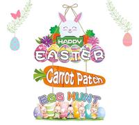 Easter Wreath - Handmade Cute Rabbit Wooden Garland for Spring | Natural Fiber Composition with 3D Sculpted Bunny Accents & Weather-Resistant Finish for Front Porches and Walls