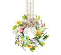 Easter Wreaths for Front Door - Cloth & PP Foldable Floral Garland | Hangable Bow Design Ornament for Holidays, Parties, Entryway, Stores, Wall, and Window Decor