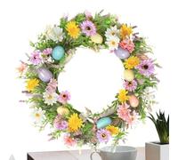 Easter Wreaths for Front Door - Colorful Egg Spring Wreath for Wall | Faux Pastel Ovals with Vibrant Silk Petals & Interwoven Natural Vine for Farmhouse, Cottage, Porch and Entryway