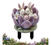 Easter Yard Stake - 2D Flat Acrylic Cute Bunny and Egg Garden Stakes | Señales decorativos al aire libre, decoración de la casa de primavera, patio impermeable, flores, path, favores de