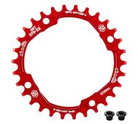 EASTERN POWER Plato 30 Dientes BCD 104, Plato BCD 104 Bicicleta Montaña, Aluminio Monoplato 30 Dientes MTB, Rojo(Incluye 4 Tornillos Plato)