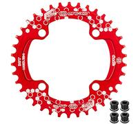 EASTERN POWER Plato Bicicleta Montaña, Plato 30/32/34/36/38 Dientes BCD 104, Aluminio Monoplato 30T/32T/34T/36T/38T MTB, Rojo/Negro