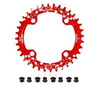 EASTERN POWER Plato Bicicleta Montaña, Plato 30/32/34/36/38 Dientes BCD 104, Aluminio Monoplato 30T/32T/34T/36T/38T MTB, Rojo/Negro
