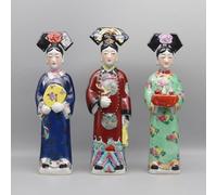Eastern tide Juego de 3 figuras tradicionales de porcelana china, pintadas a mano, estatuas decorativas para emperatriz y princesas, 32 cm de altura