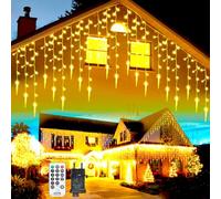 EASTERNSTAR Guirnalda de Luces de Interior, 10M 400LED Cortina de Luces, Cadena de Luces de Carámbano Impermeables con 8 Modos Control para Boda Fiesta Navidad, Blanco Cálido
