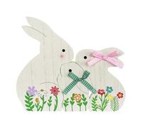 Easters Bunny Table Wooden Signs, Set of 3 Tabletop Rabbit Decor, Festive Bunny Shape Decorations, Adorable Wooden Ornaments for Easter Party, Spring Home Display (Multicolor)