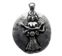 Eastgate Resource Hecate - Diosa Monedas - Collar con colgante de doble cara de diosa griega chapado en plata para brujería, transformación y renovación, Chapado en plata