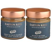 EASTON REED Dúo de Mantequilla de Cacahuete Bio, 1x Cremosa y 1x Crujiente Dulce y Salado - Mantequilla de cacahuete sin aceite de palma, vegana, cremosa, topping crujiente para porridge, bowls