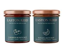 EASTON REED Gourmet Ketchup Set, Set de Ketchup Gourmet - Elaborado artesanalmente en Alemania - Farmhouse y Plátano - Dúo 530ml - Salsas Barbacoa Premium sin aromas artificiales