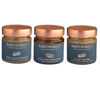EASTON REED Trío de Mantequilla de Cacahuete y Crema de Avellanas Bio, 1x Creamy, 1x Crunchy Sweet & Salty y 1x Hazel, Date & Raw Cacao, sin aceite de palma, vegano, ideal para Porridge y Postres