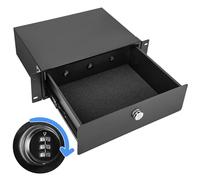 Eastrexon Cajón de montaje en rack 3U, cajón de estante de servidor con cerradura de combinación, almohadilla de espuma y rieles lisos, con recubrimiento en polvo, adecuado para la mayoría de estantes