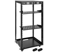 Eastrexon Rack de servidor de 20U con 2 bastidores, versátil estante de TI de marco abierto - Montaje en pared, gira y empuja con facilidad, estante AV con paneles superiores e inferiores, correas de